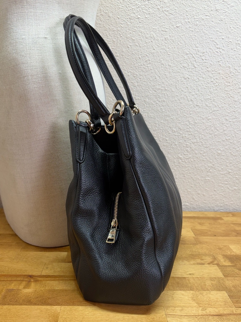 Coach Phoebe Black Pebbled Leather Shoulder Bag Tote Purse - Picture 10 of 16